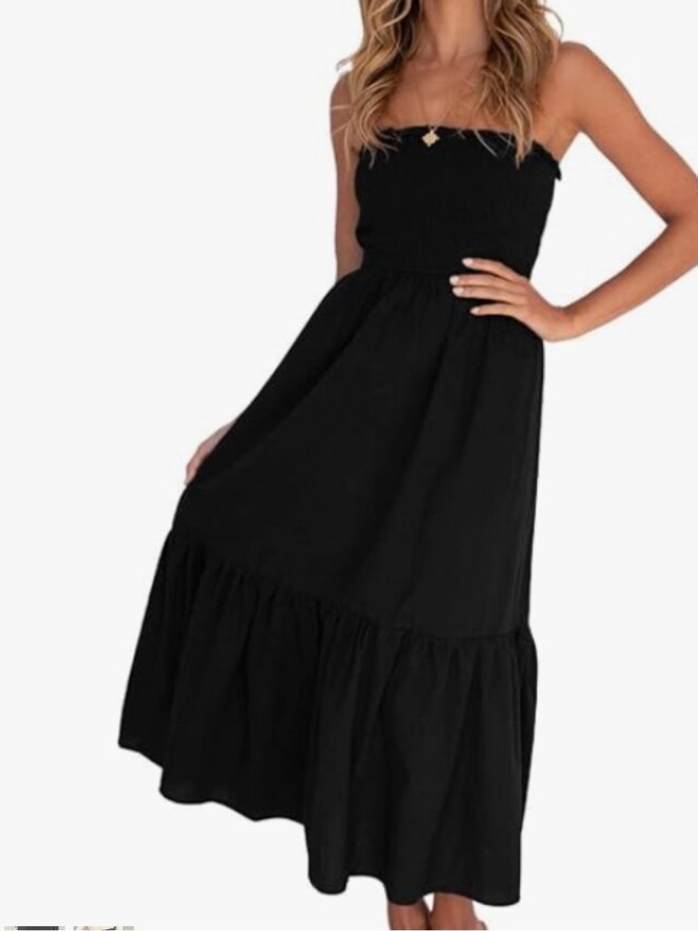 Women’s Black Strapless Maxi Dress - Elegant Summer Style